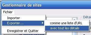 exporter les sites du gestionnaire sous filezilla 2